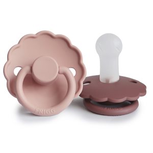 FRIGG Daisy - Round Silicone 2-Pack Pacifiers - Blush/Woodchuck - Size 2